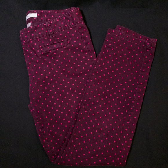 Ann Taylor Pants - Ann Taylor Loft Petite Pink Polka Dot Pants